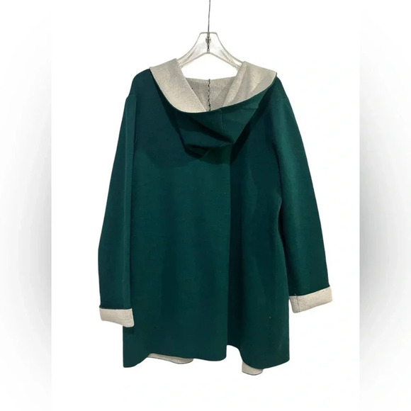 OLIVER BY ESCIO OPEN FRONT CARDIGAN SWEATER SIZE L GREEN/IVORY - Picture 4 of 7